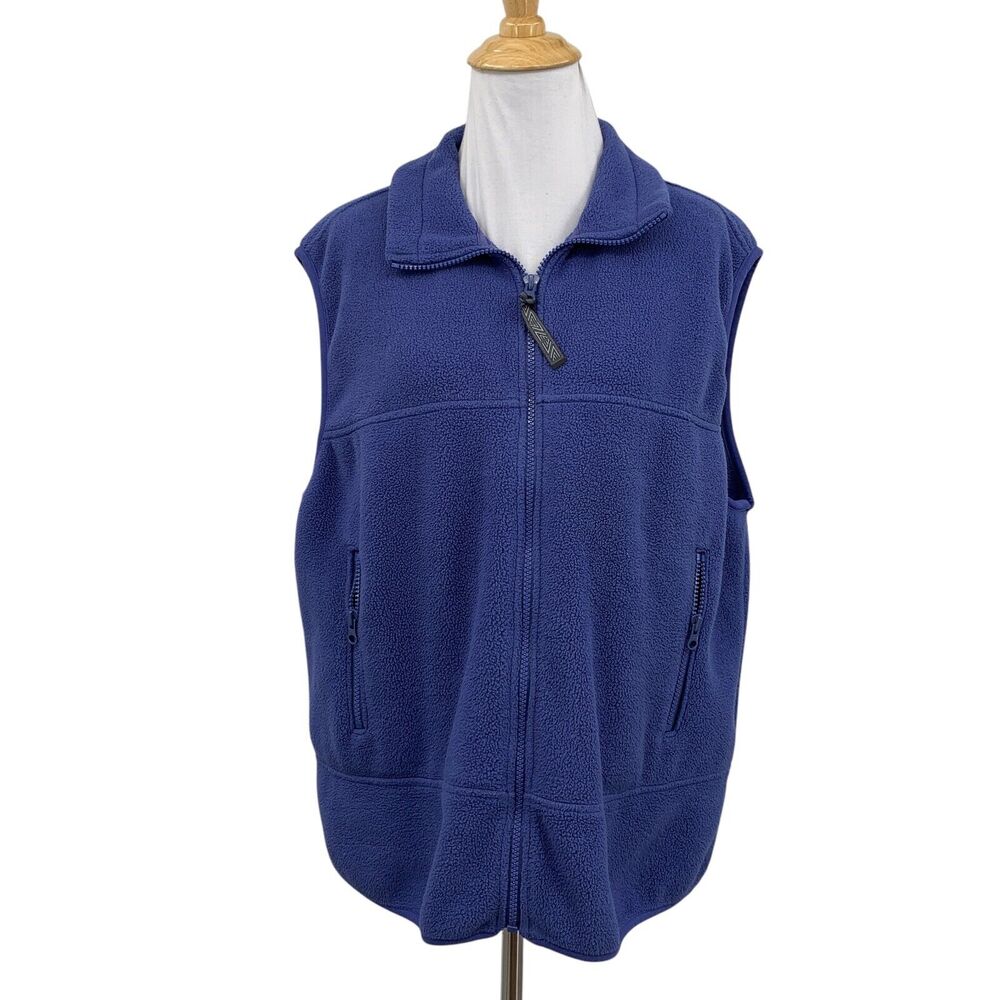 Vintage Lands End Vest Womens L Large 14-16 Hyacinth Fleece Full Zip Sleeveless
